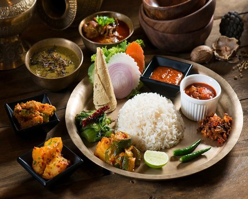 Traditional homemade Indian thali meal